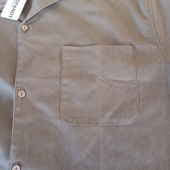 Coofandy Linen Shirt Men's Large Brown Short Sleeve - Picture 5 of 6